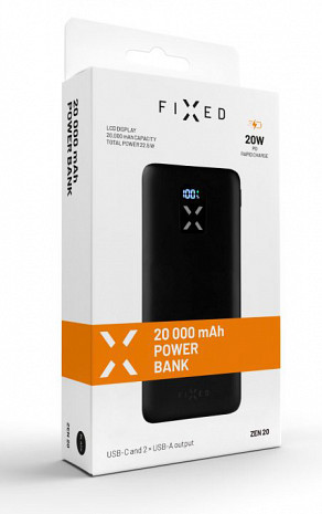 Ārējais akumulators (power bank)  FIXZEN-20-BK