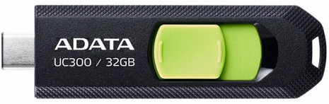 USB zibatmiņa ADATA FlashDrive UC300 32 GB, USB 3.2 Gen 1, Black/Green ACHO-UC300-32G-RBK/GN