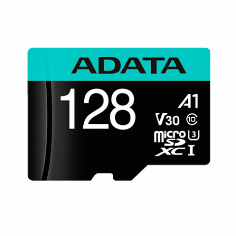 Карта памяти ADATA Premier Pro UHS-I U3 128 GB, micro SDXC, Flash memory class 10, with Adapter AUSDX128GUI3V30SA2-RA1