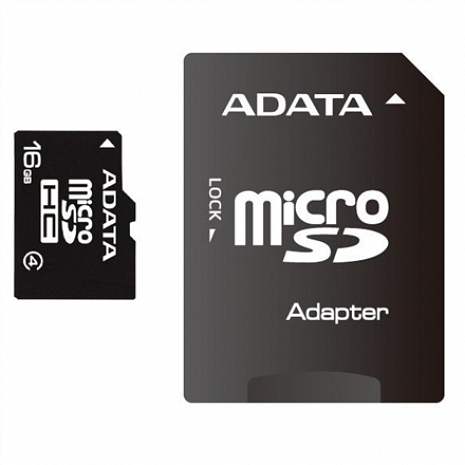Atmiņas karte ADATA 16 GB, MicroSDHC, Flash memory class 4, SD adapter AUSDH16GCL4-RA1
