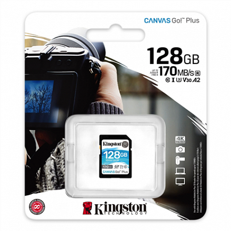 Atmiņas karte Kingston Canvas Go! Plus 128 GB, SD, Flash memory class 10 SDG3/128GB