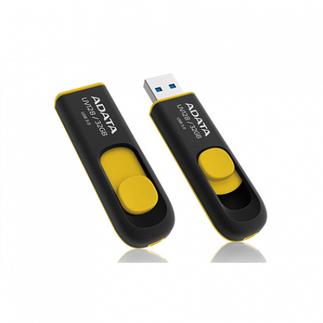 USB zibatmiņa ADATA UV128 16 GB, USB 3.0, Black/Yellow AUV128-16G-RBY