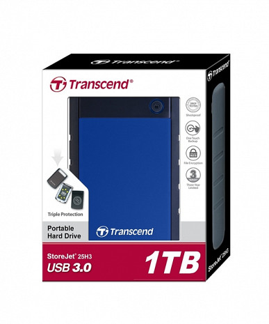 Cietais disks External HDD|TRANSCEND|StoreJet|1TB|USB 3.0|Colour Blue|TS1TSJ25H3B TS1TSJ25H3B
