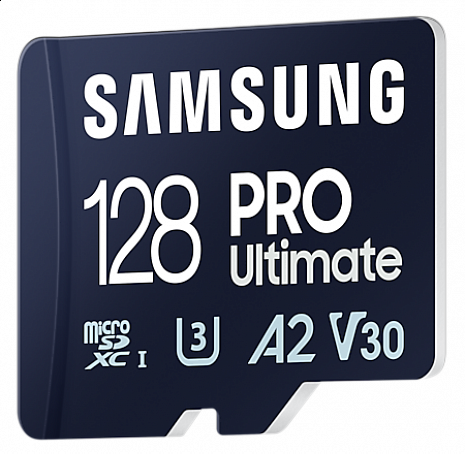 Карта памяти Samsung MicroSD Card PRO Ultimate 128 GB, microSDXC Memory Card, Flash memory class U3, V30, A2, SD adapter MB-MY128SA/WW