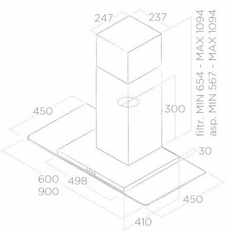 Tvaika nosūcējs  Flat Glass IX/A/90