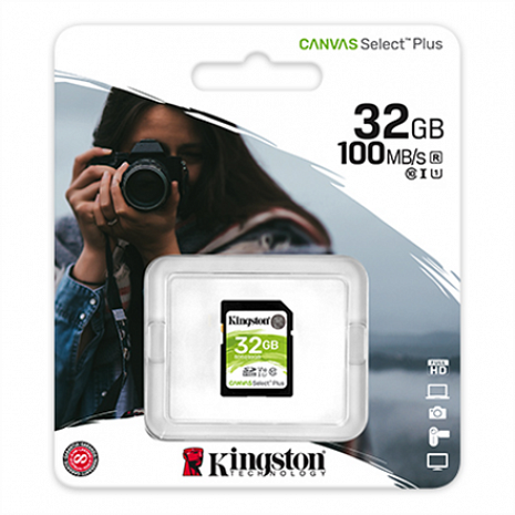 Atmiņas karte Kingston Canvas Select Plus UHS-I 32 GB, SDHC, Flash memory class 10 SDS2/32GB