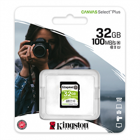 Карта памяти Kingston Canvas Select Plus UHS-I 32 GB, SDHC, Flash memory class 10 SDS2/32GB