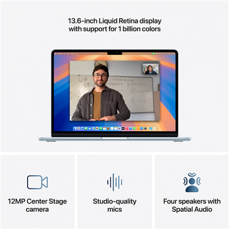 Portatīvais dators MacBook | Air | Sky Blue | 13 " | 2560 x 1664 pixels | Apple M4 | 16 GB | Solid-state drive capacity 512 GB MC6U4ZE/A