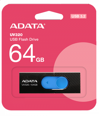 USB zibatmiņa MEMORY DRIVE FLASH USB3.1 64GB/BLACK AUV320-64G-RBKBL AUV320-64G-RBKBL