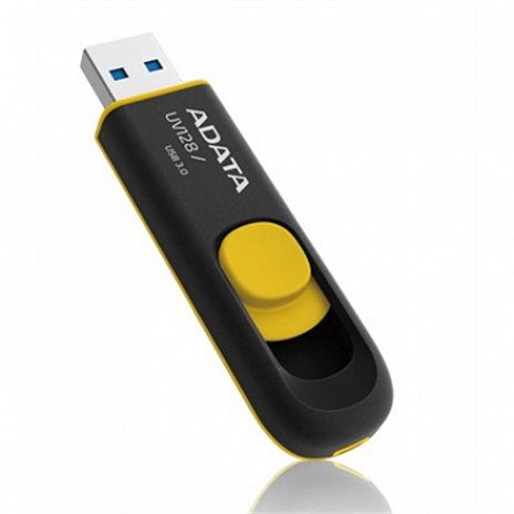 USB zibatmiņa ADATA UV128 16 GB, USB 3.0, Black/Yellow AUV128-16G-RBY
