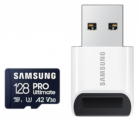 Atmiņas karte Samsung MicroSD Card with Card Reader PRO Ultimate 128 GB, microSDXC Memory Card, Flash memory class U3, V30, A2 MB-MY128SB/WW