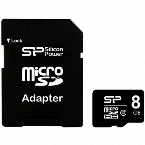 Atmiņas karte Silicon Power 8 GB, MicroSDHC, Flash memory class 10, SD adapter SP008GBSTH010V10SP