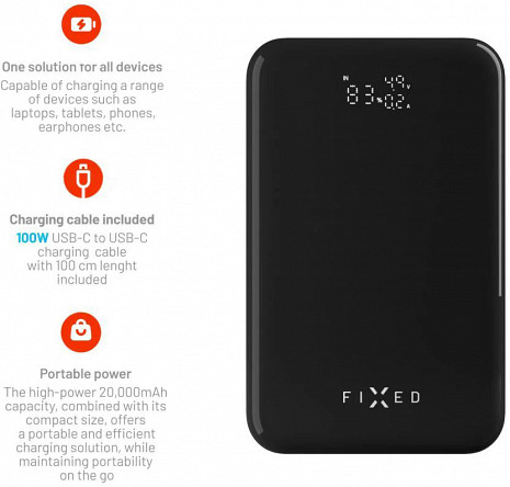 Ārējais akumulators (power bank)  FIXZENP-20-BK