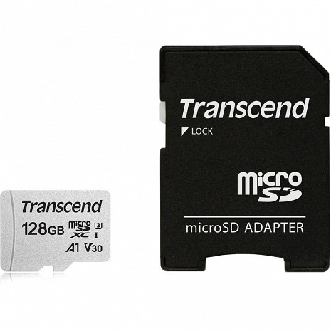 Карта памяти MEMORY MICRO SDXC 128GB W/ADAP/C10 TS128GUSD300S-A TRANSCEND TS128GUSD300S-A