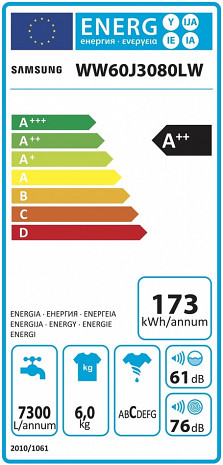 Veļas mašīna  WW60J3080LW1LE